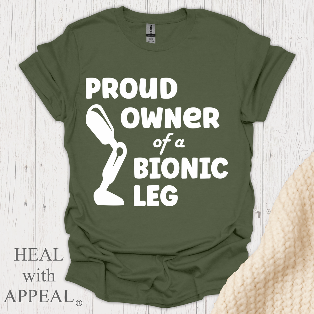 Proud Owner Of Bionic Leg Blk Shrt Wm Print - Military Green