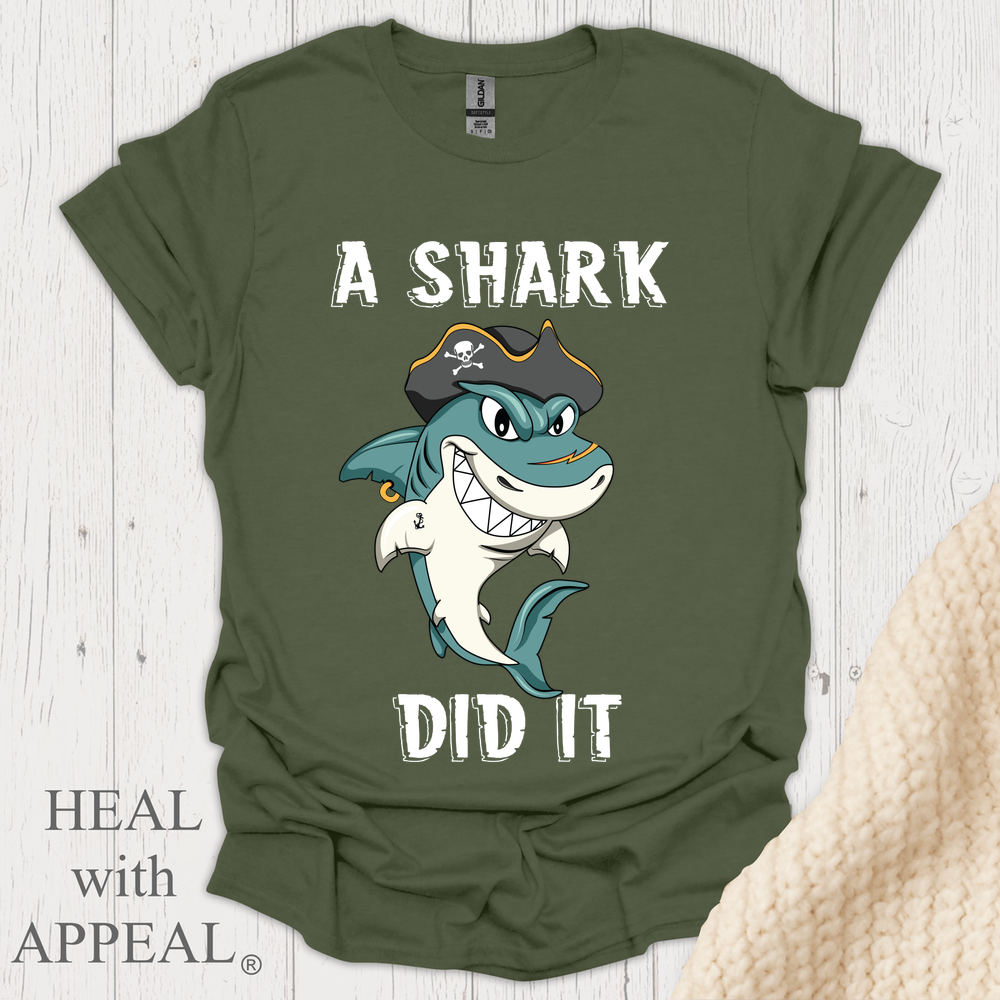 Shark Week V2 Blk Shrt Print Wm - Military Green