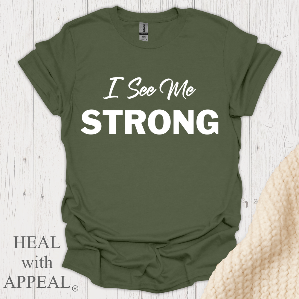 I See Me Strong V1 Blk Print - Military Green