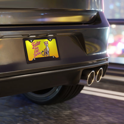 Amputee Wheelchair License Plate – Faster Than Ever Cheetah Design – Funny Prosthetic Mobility Plate for Chairs & Scooters