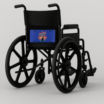 Funny Amputee Wheelchair License Plate – A Shark Did It Design – Prosthetic Humor Plate for Car, Scooter, or Chair