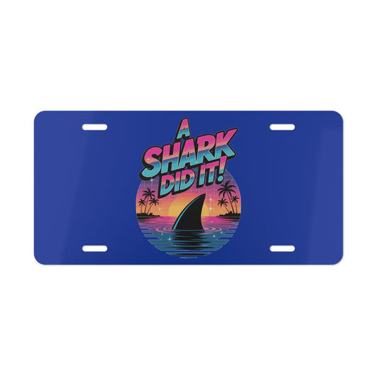 Funny Amputee Wheelchair License Plate – A Shark Did It Design – Prosthetic Humor Plate for Car, Scooter, or Chair