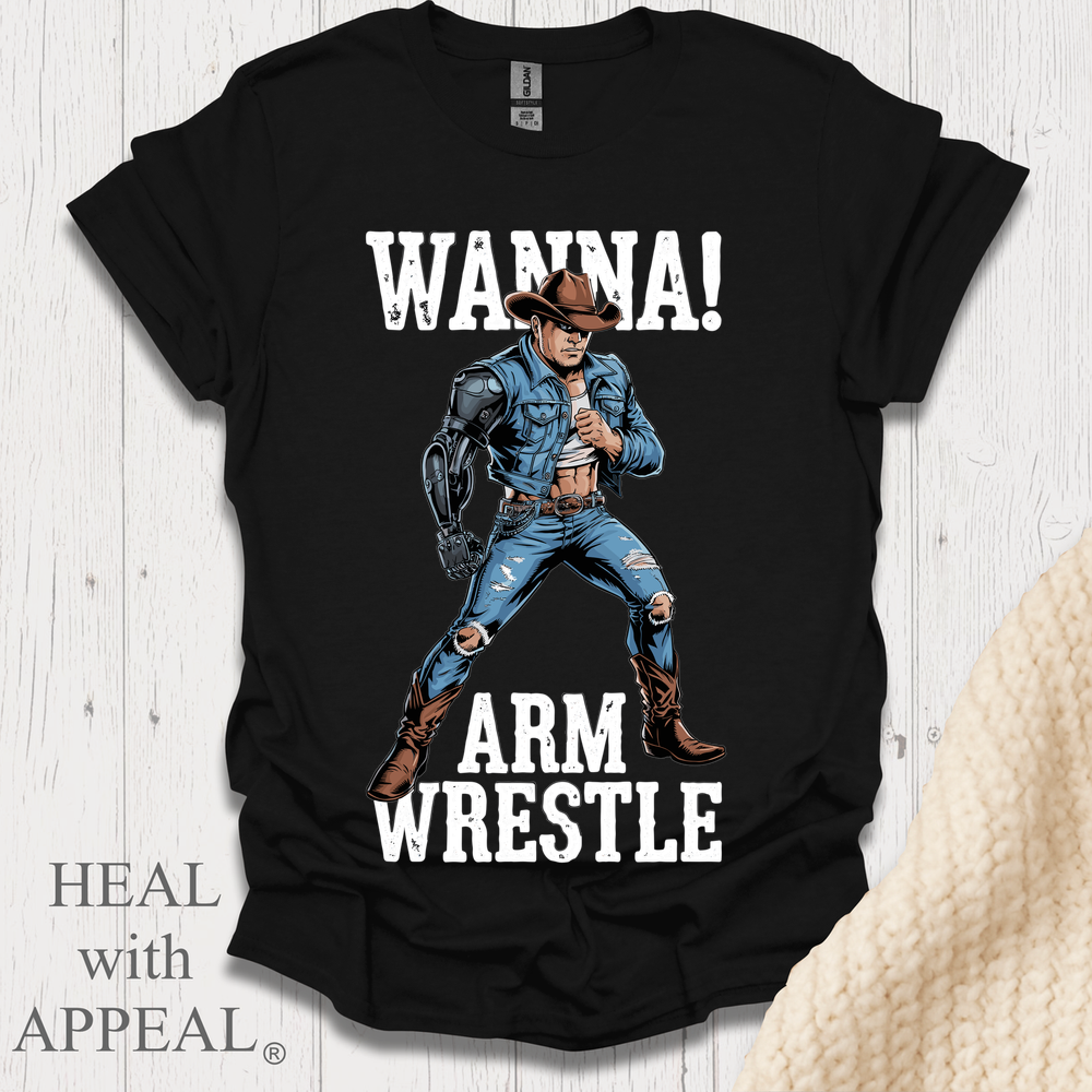 Wanna Arm Wrestle V2b Print - Black