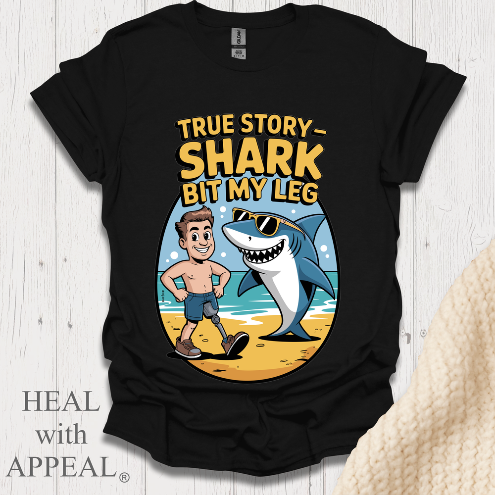 True Story Shark Bit My Leg V2 - Black