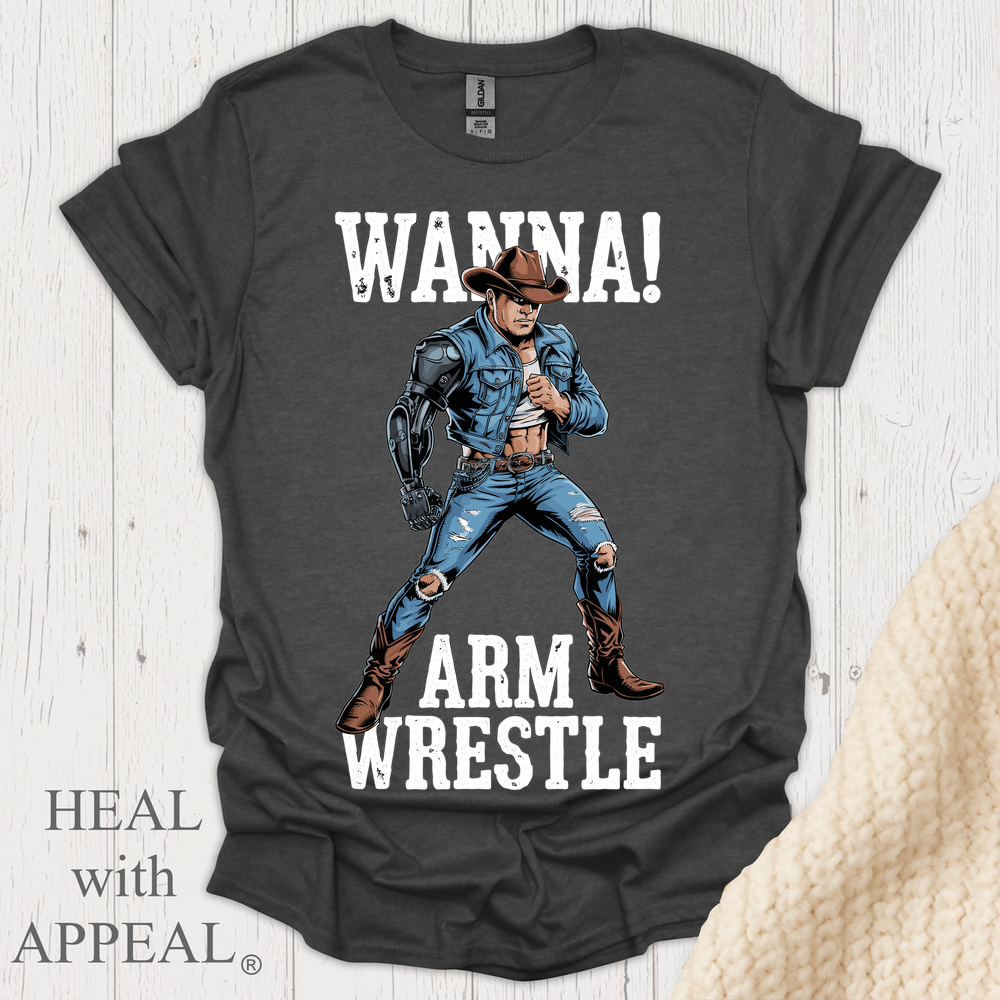 Wanna Arm Wrestle V2b Print - Dark Heather