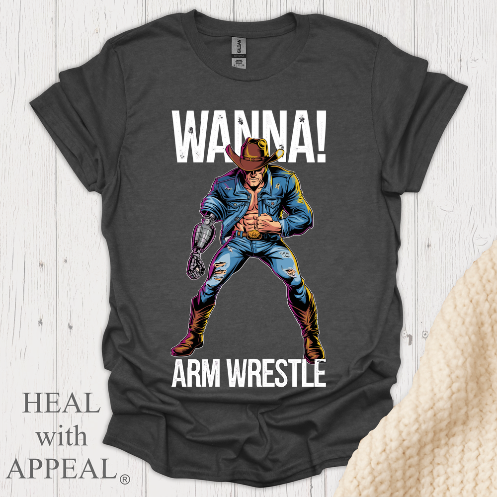 Wanna Arm Wrestle V1b Print - Dark Heather