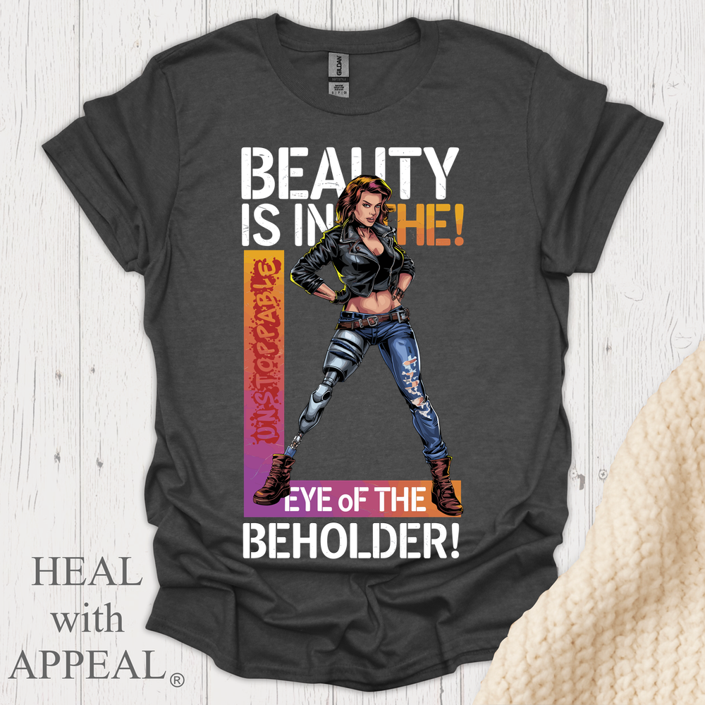 Beauty Is In The Eye Female Leg Amputee V2 Print - Dark Heather