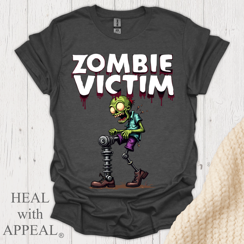 Zombie Victim Amp V1 Blk Print - Dark Heather