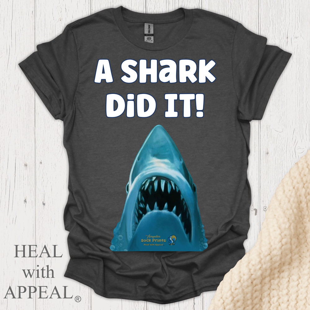 A Shark Did It V2 Tank Top Print - Dark Heather