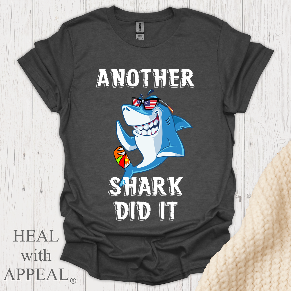 Shark Week V1 Blk Shrt Print Wm - Dark Heather