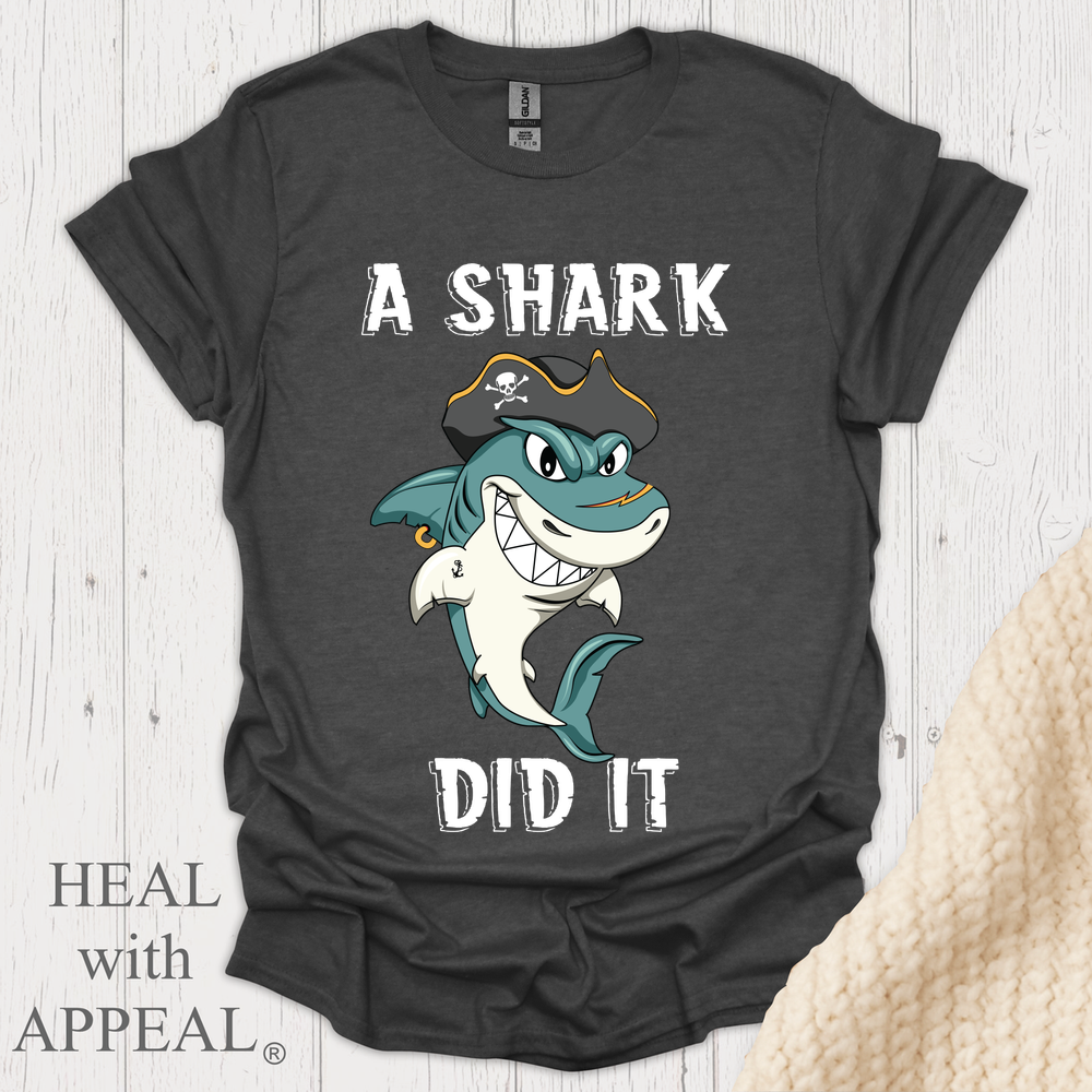 Shark Week V2 Blk Shrt Print Wm - Dark Heather