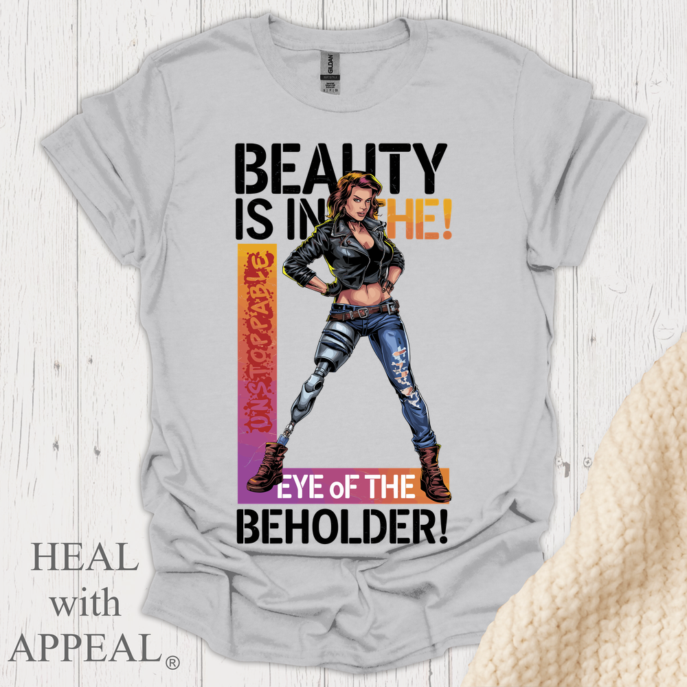 Beauty Is In The Eye Female Leg Amputee V2 Print - Ice Grey