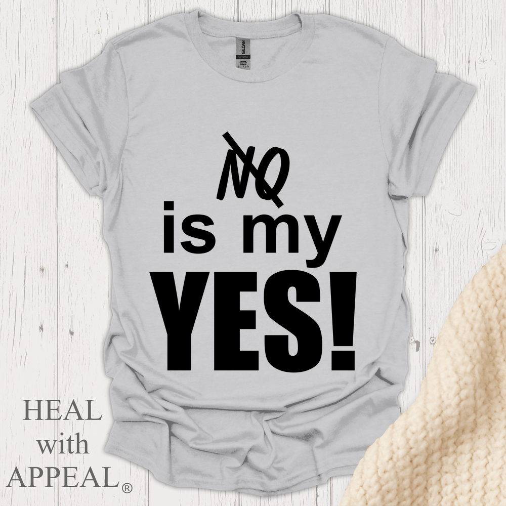 No Is My Yes V1 Wht Lettering Print - Ice Grey