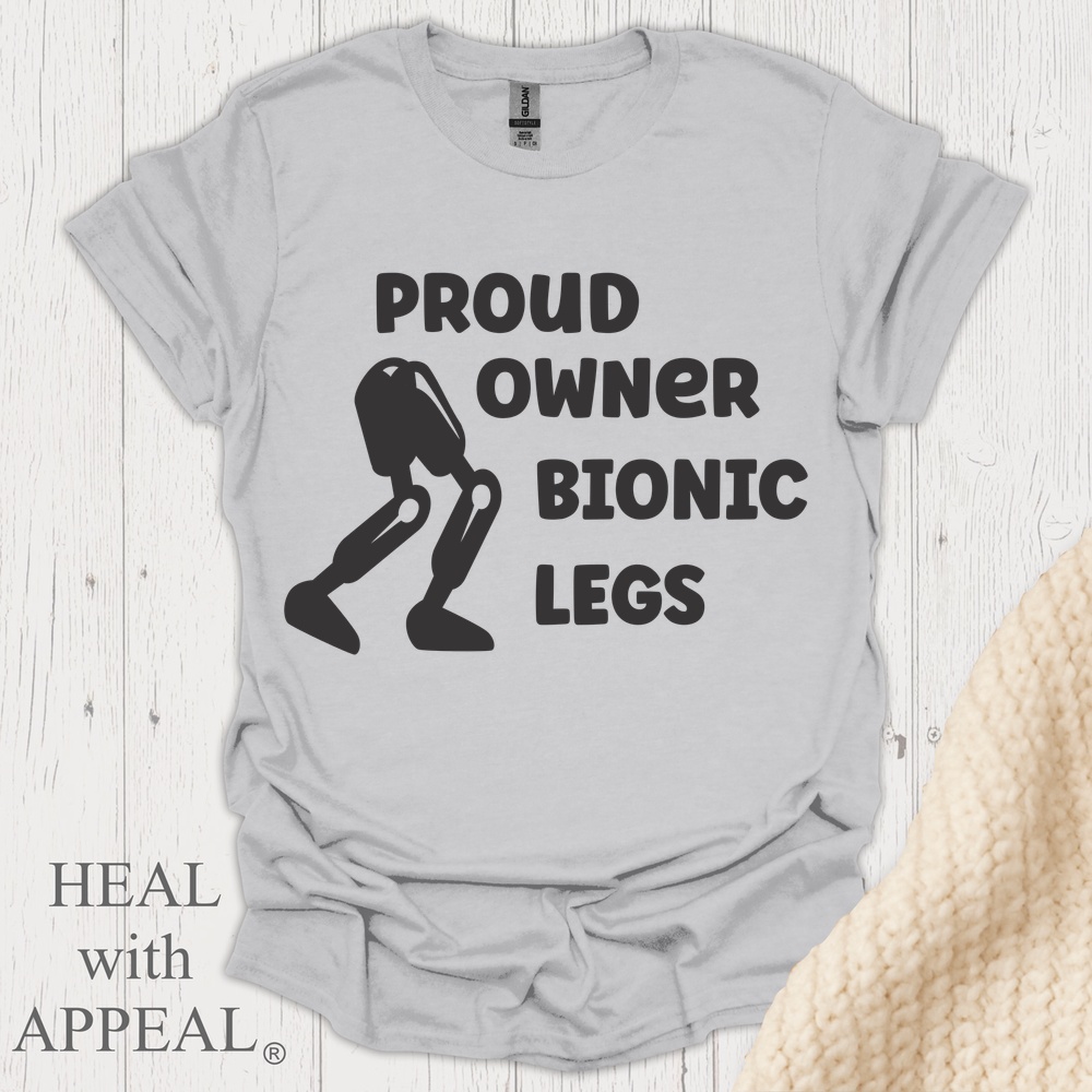 Proud Owner Of Bionic Legs Blk Shrt Wm Print - Ice Grey