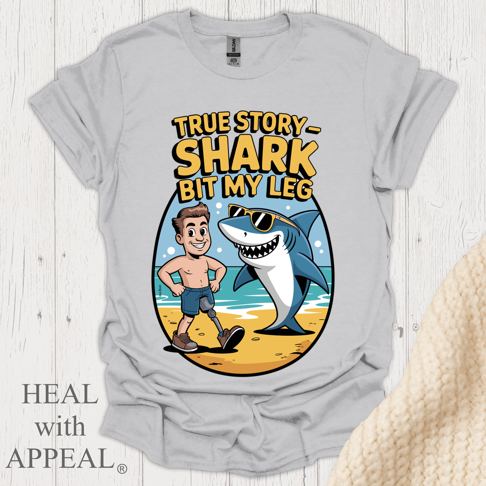 True Story Shark Bit My Leg V2 - Ice Grey