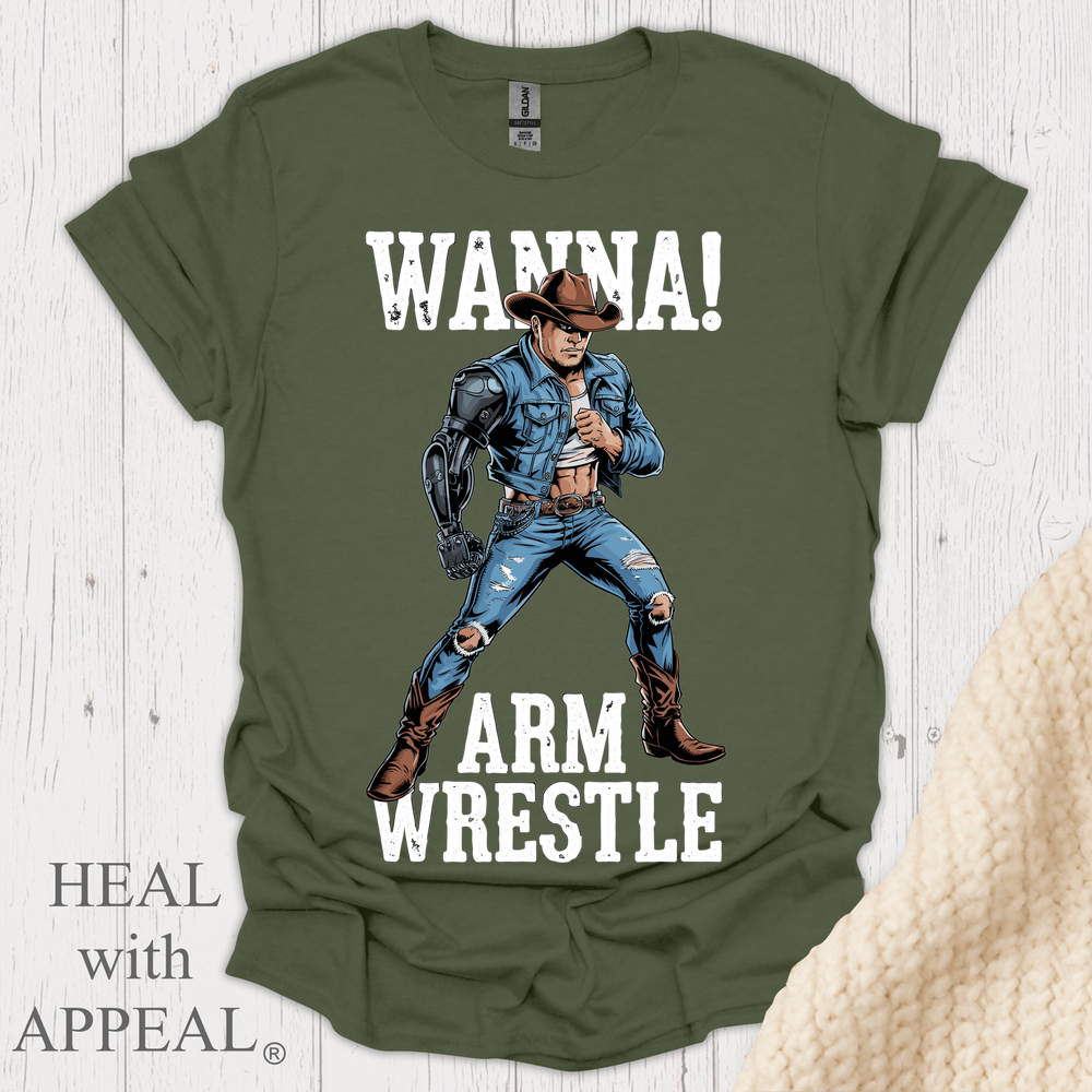 Wanna Arm Wrestle V2b Print - Military Green