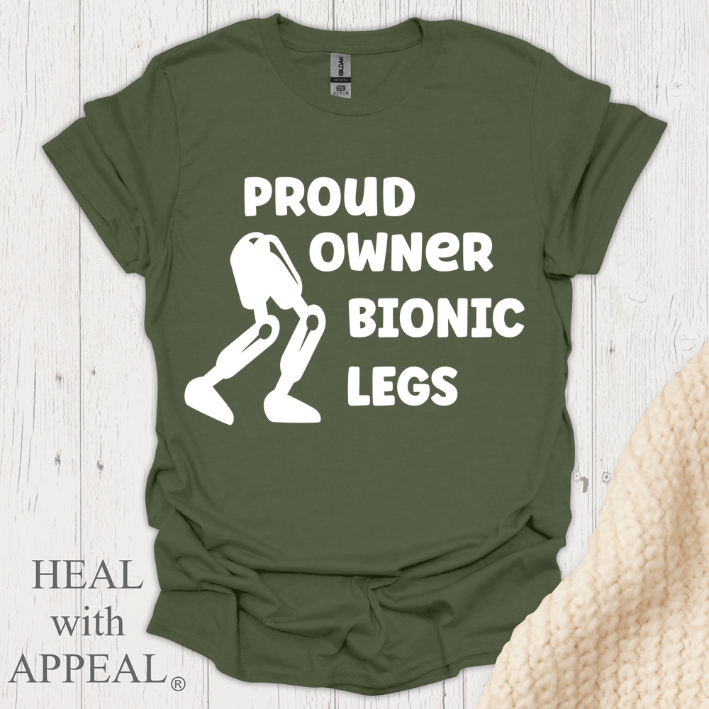 Proud Owner Of Bionic Legs Blk Shrt Wm Print - Military Green