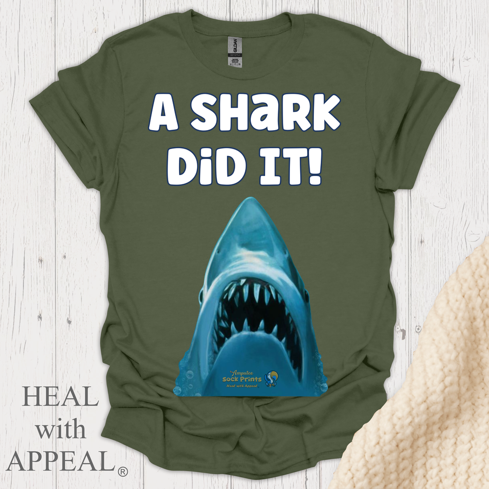 A Shark Did It V2 Tank Top Print - Military Green