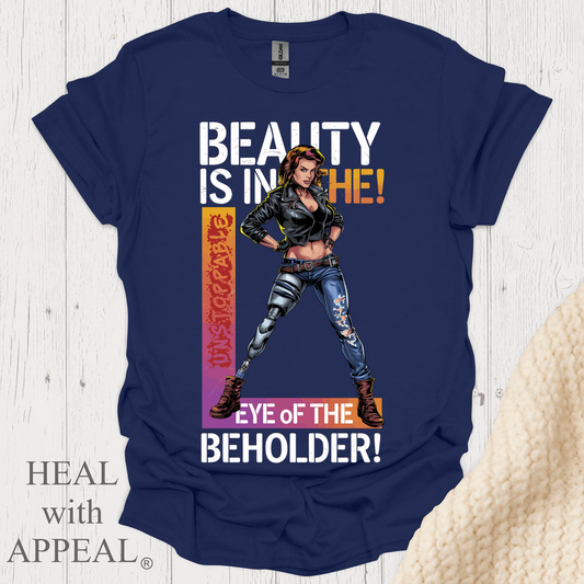Beauty Is In The Eye Female Leg Amputee V2 Print - Navy