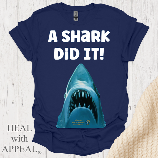 A Shark Did It V2 Tank Top Print - Navy